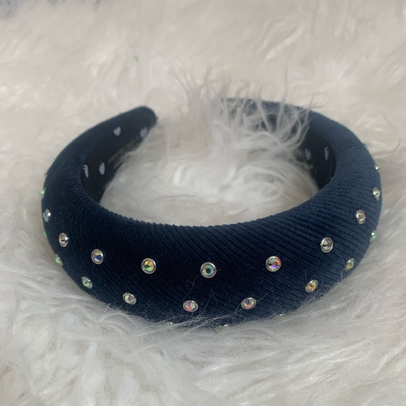 Lele Sadoughi Midnight Ribbed Crystal Headband - Picture 4 of 8